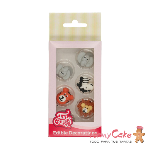 [F50145] Decoración azucar animales safari 8ud FUNCAKES