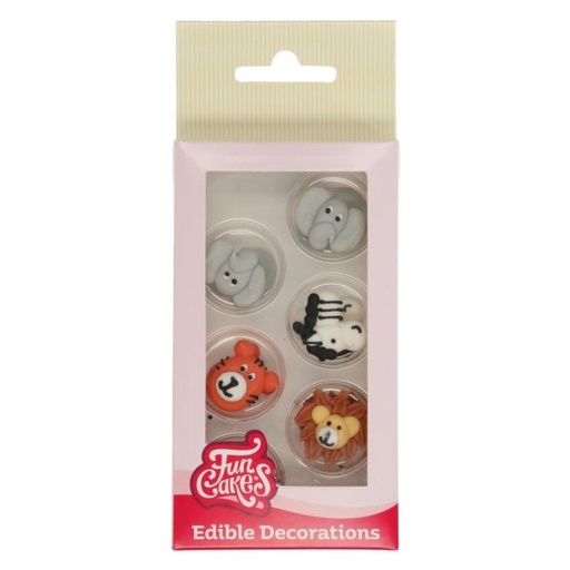 [F50145] Decoración azucar animales safari 8ud FUNCAKES