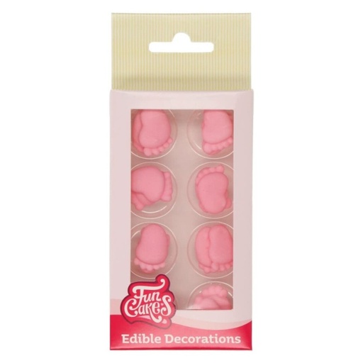 [F50115] Set decoraciones de azúcar pies bebe rosas, 16ud. FUNCAKES