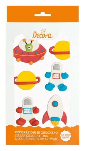 [0500416] Decoración de azúcar space 6ud. DECORA