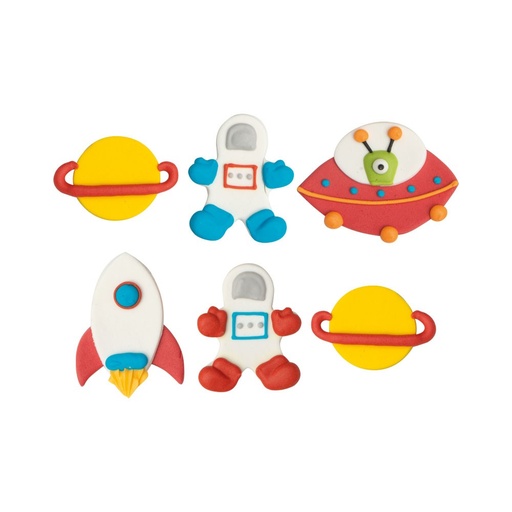[0500416] Decoración de azúcar space 6ud. DECORA