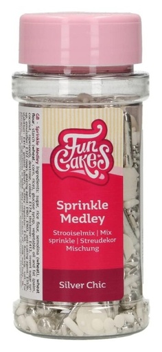 [F51185] Decoración comestible sprinkle medley silver chic 65g FUNCAKES