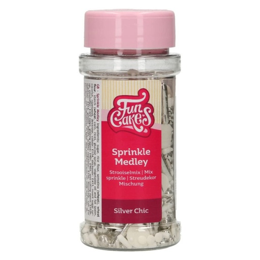 [F51185] Decoración comestible sprinkle medley silver chic 65g FUNCAKES
