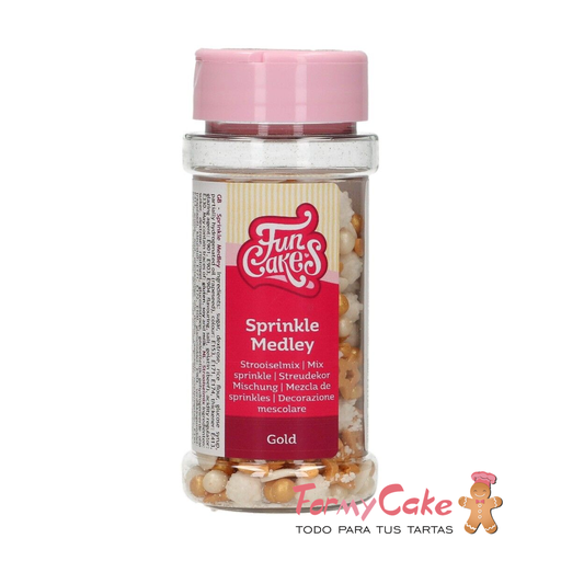 [F51120] Decoración comestible sprinkle medley oro 50g FUNCAKES