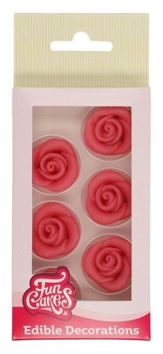 [F50430] Decoraciones de mazapán rosas color rosa, 6ud. FUNCAKES