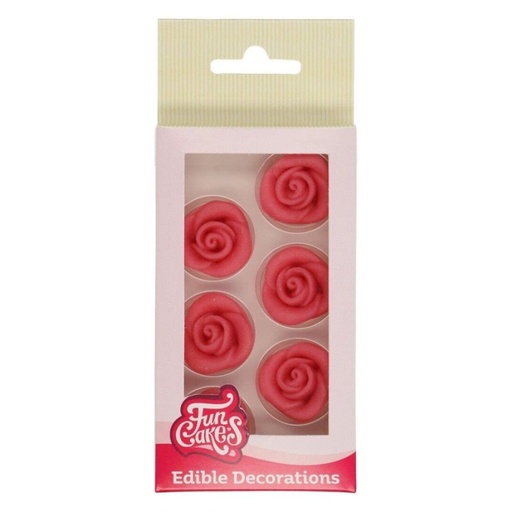 [F50430] Decoraciones de mazapán rosas color rosa, 6ud. FUNCAKES