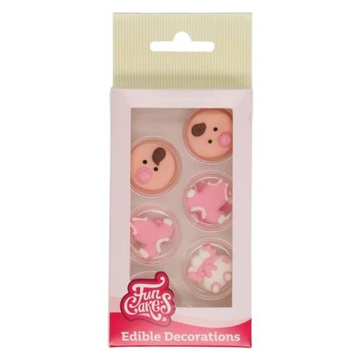 [F50105] Set decoraciones de azúcar bebé niña, 12ud. FUNCAKES