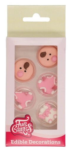 [F50105] Set decoraciones de azúcar bebé niña, 12ud. FUNCAKES