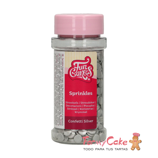 [F52555] Confetti plateado 60gr FUNCAKES