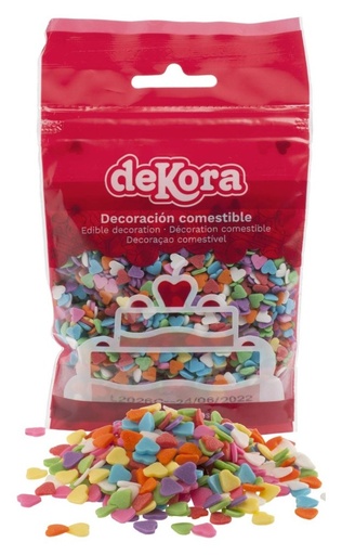 [434009] Corazones colores de azucar 100g DEKORA
