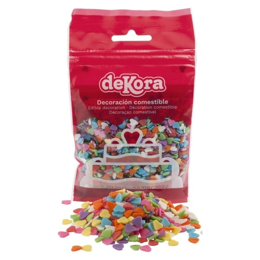 [434009] Corazones colores de azucar 100g DEKORA