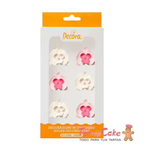 [0500525] Orquideas comestibles blancas y rosas 6ud DECORA