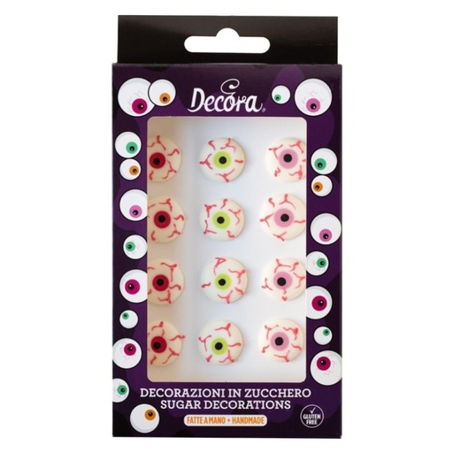 [0500431] Ojos aterradores comestibles 12uds DECORA