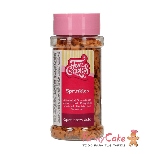 [F52255] Estrellas abiertas dorado oscuro 50gr FUNCAKES