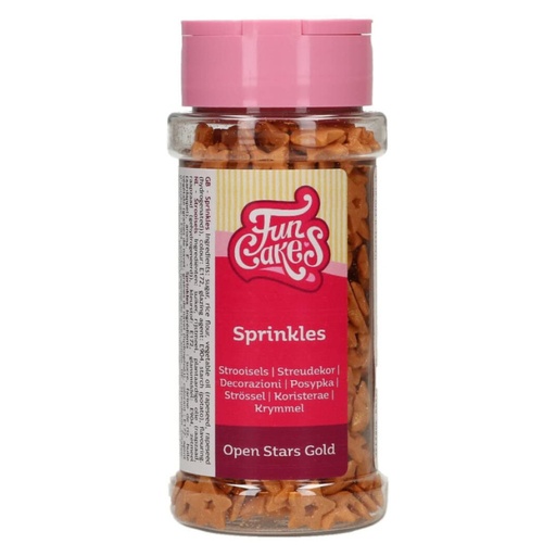 [F52255] Sprinkles de estrellas abiertas color dorado oscuro 50gr FUNCAKES