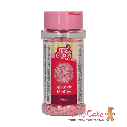 [F53305] Decoración comestible sprinkle medley rosa 70g FUNCAKES