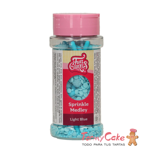 [F53290] Decoración comestible sprinkle medley azul claro 70g FUNCAKES