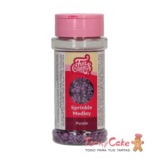 [F53300] Decoración comestible sprinkle medley morado 70g FUNCAKES
