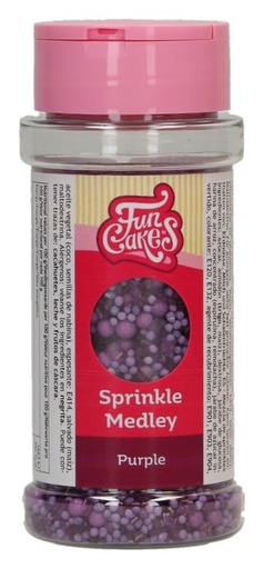 [F53300] Decoración comestible sprinkle medley morado 70g FUNCAKES