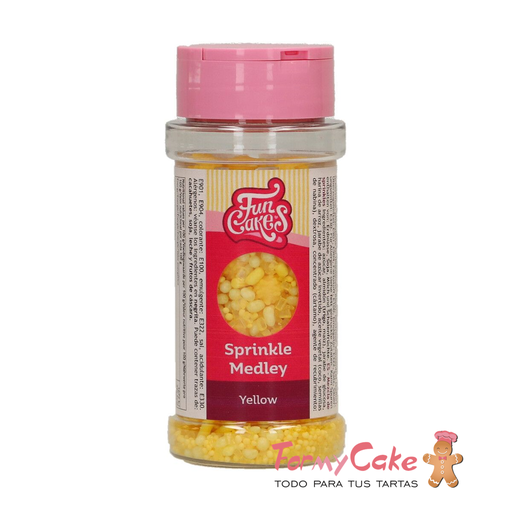 [F53285] Decoración comestible sprinkle medley amarillo 70g FUNCAKES