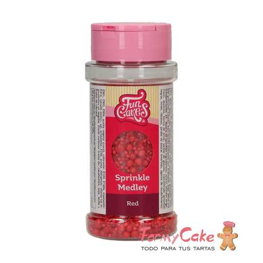 [F53275] Decoración comestible sprinkle medley rojo 70g FUNCAKES