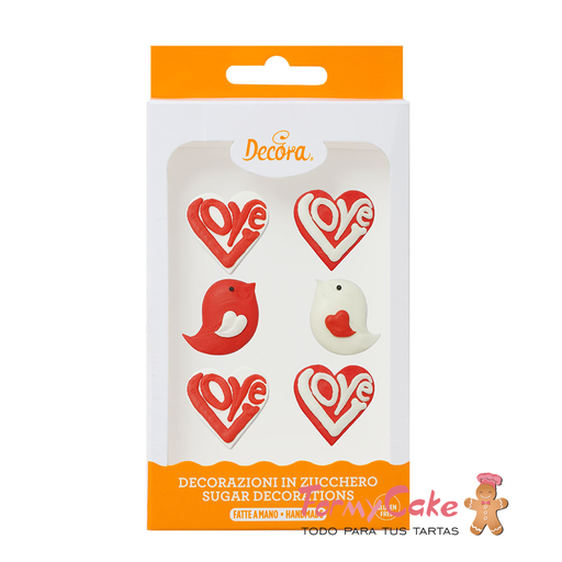 [0500529] Decoración de azúcar love love 6ud DECORA