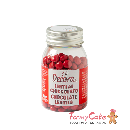 [2081189] Mini perlas de chocolate con leche - rojas - 80gr DECORA