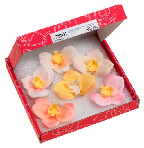 [210131] Set 6 orquídeas de azúcar 8 cm - colores surtidos - marca DEKORA
