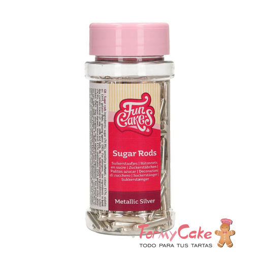 [F52585] Palitos de azucar xl plata metalizada 70gr FUNCAKES