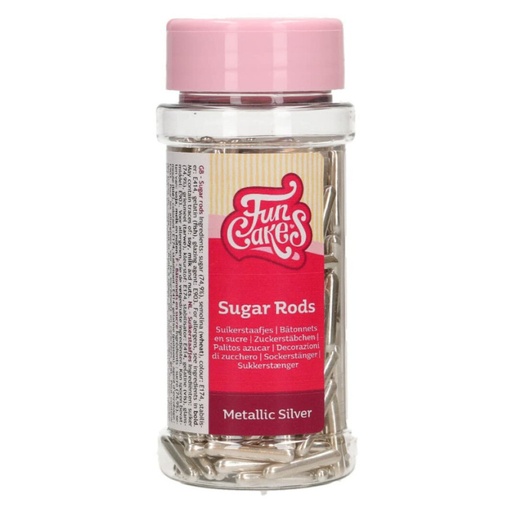 [F52585] Palitos de azucar xl plata metalizada 70gr FUNCAKES
