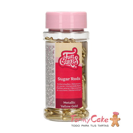[F52595] Palitos de azucar xl amarillo dorado metalizada 70gr FUNCAKES