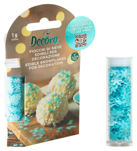 [2090207] Decoraciones comestibles copos nieve azules 1gr DECORA