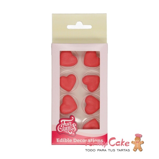 [F50205] Decoraciones de mazapán corazón rojo 8ud. FUNCAKES