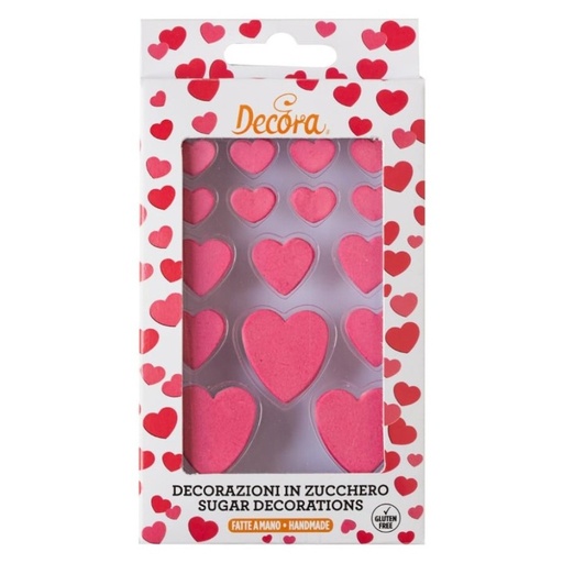 [0500355] Decoraciones de azucar corazón rojo 16ud. DECORA