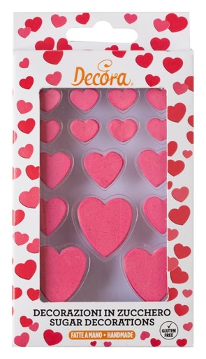 [0500355] Decoraciones de azucar corazón rojo 16ud. DECORA