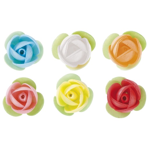 [166033] Rosas de oblea colores 8uds DEKORA
