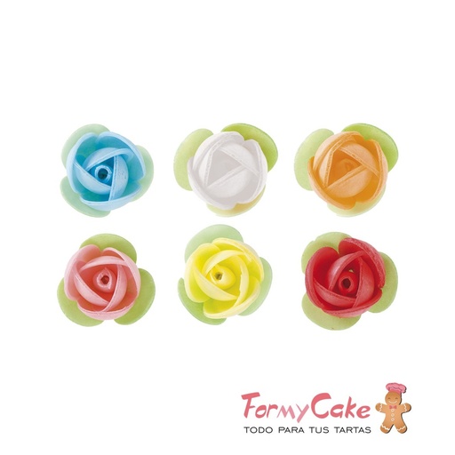 [166033] Rosas de oblea colores 8uds DEKORA