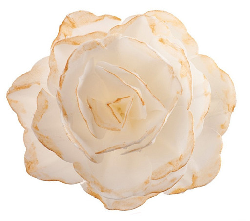 [126181] Rosa de oblea blanca borde dorado DEKORA