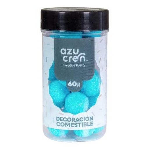 [AZ01927] Bolas de azucar turquesa glitter 60g. AZUCREN