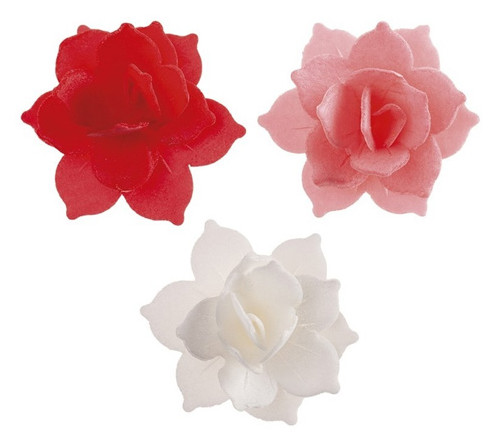 [166032] Mini nenufares de oblea roja/rosa 8uds DEKORA