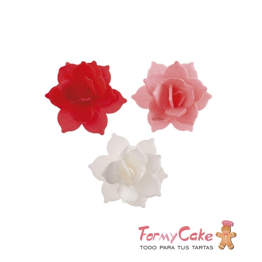 [166032] Mini nenufares de oblea roja/rosa 8uds DEKORA