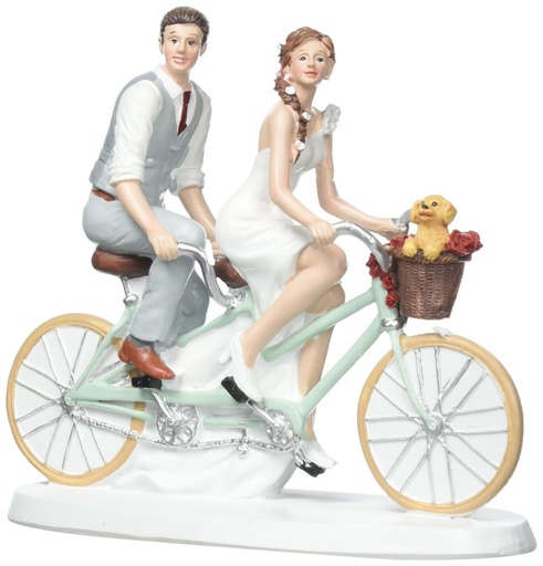 [305069] Figura para tarta boda "pareja en bicicleta" 21x19x9cm DEKORA