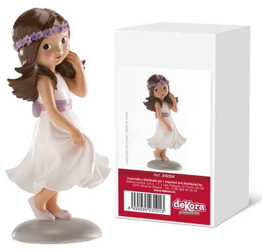 [315104] Figura para tarta comunión niña lazo violeta, irene, DEKORA