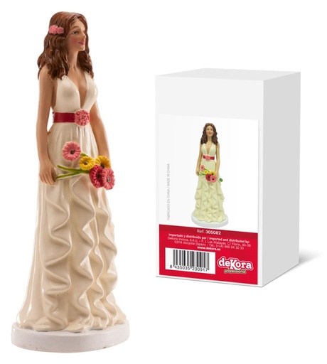 [305082] Figura para tartas de boda mujer ramo margaritas DEKORA