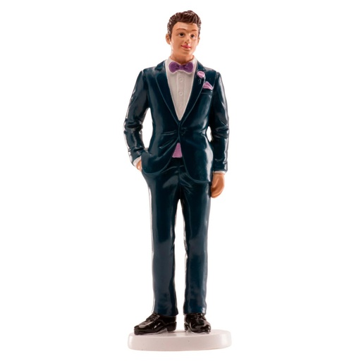 [305090] Figura para tarta de boda hombre traje azul 16 CM