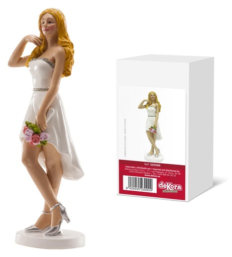 [305086] Figura para tarta de boda mujer vestido corto 16 CM