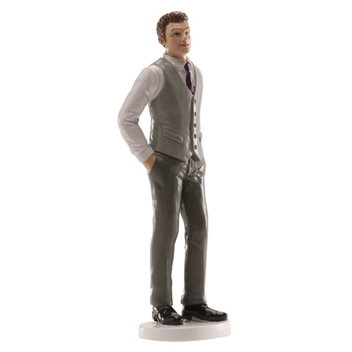 [305088] Figura para tarta de boda hombre chaleco gris 16 CM