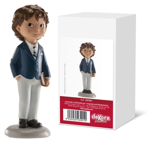 [315101] Figura para tarta de comunión niño traje azul PEDRO