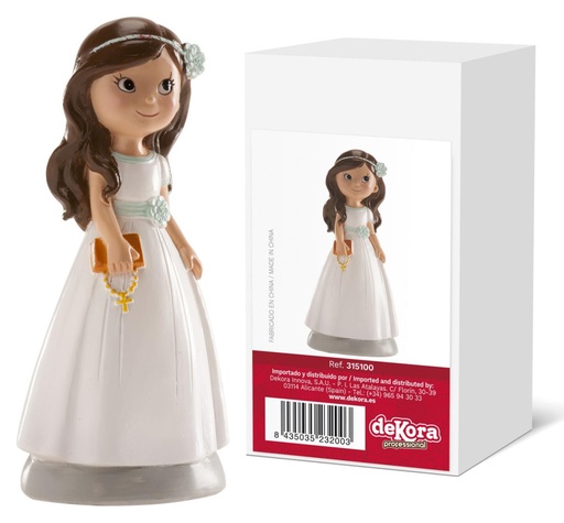 [315100] Figura para tarta de comunión niña lazo azul, elena DEKORA
