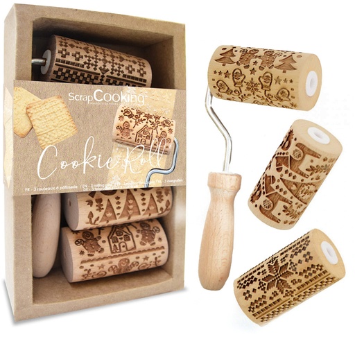 [SC3798] Mini rodillos madera dibujo navideño SCRAPCOOKING